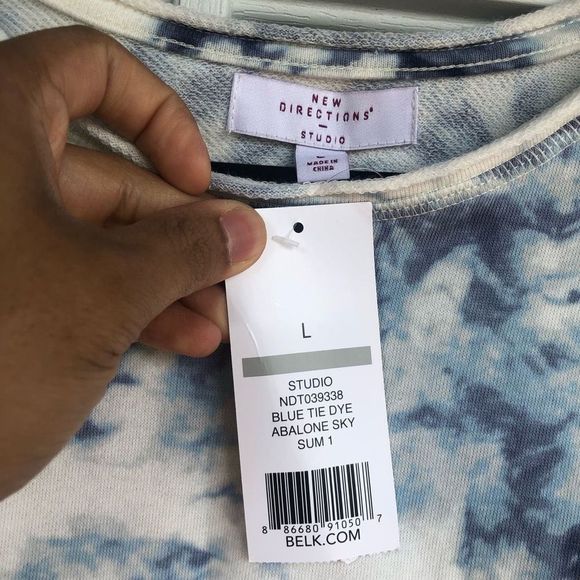 New Directions Studio NWT Tie Dye Blue Shirt size Large - Picture 4 of 8